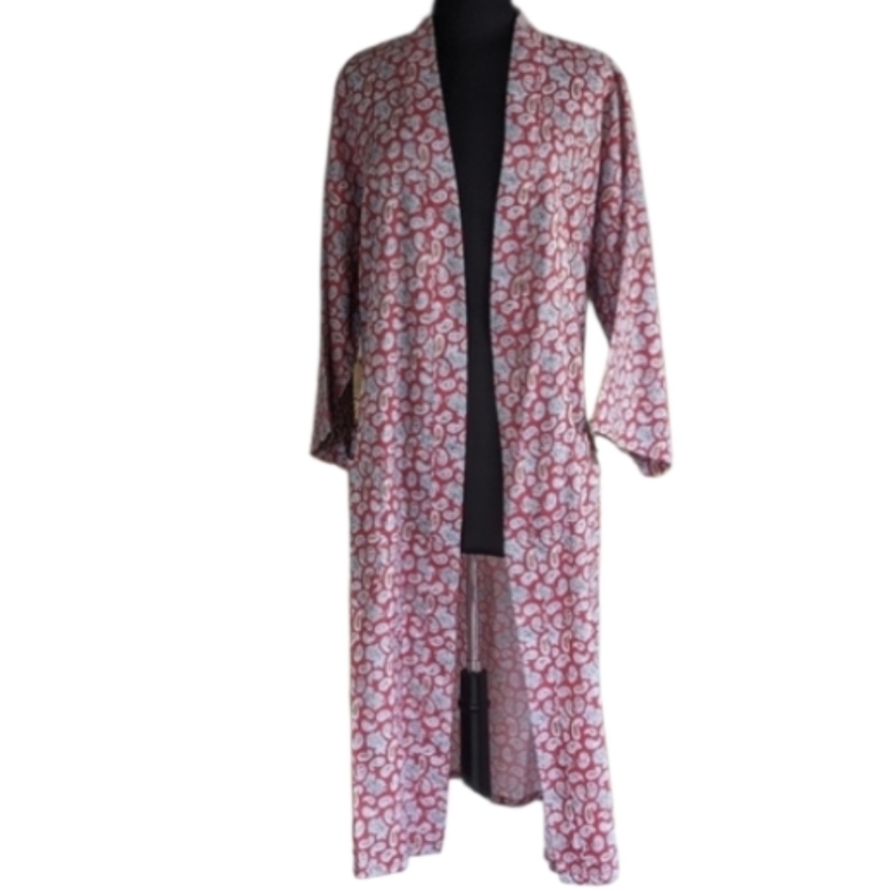 Vintage 70s Pierre Cardin Robe Small / Medium Paisley Kimono Duster